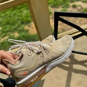 Nike Women’s Beige Knit Air Max with Coral Swoosh